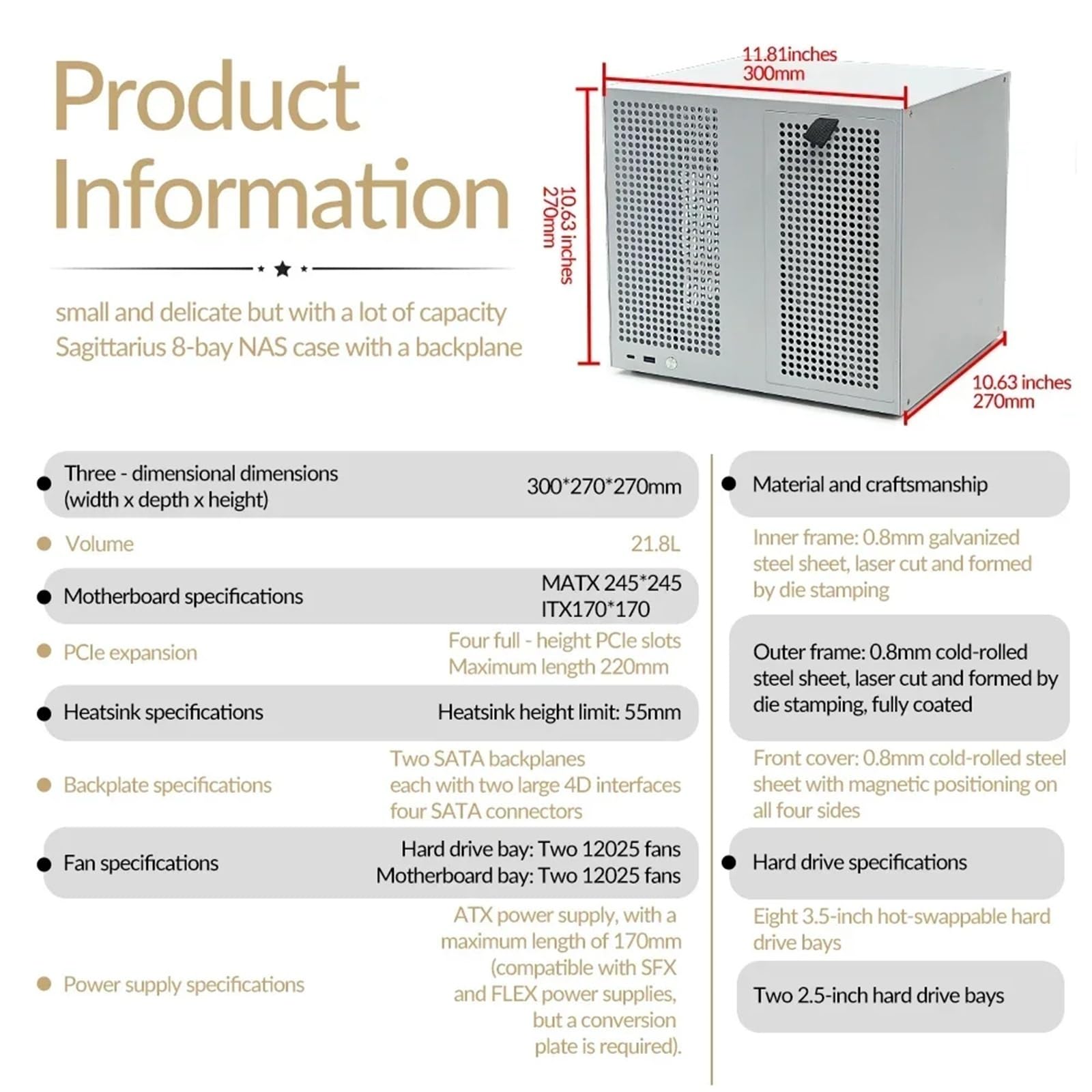 Amazon.co.jp: 互換性がありますHot Sagittarius 8 ベイ NAS MATX と