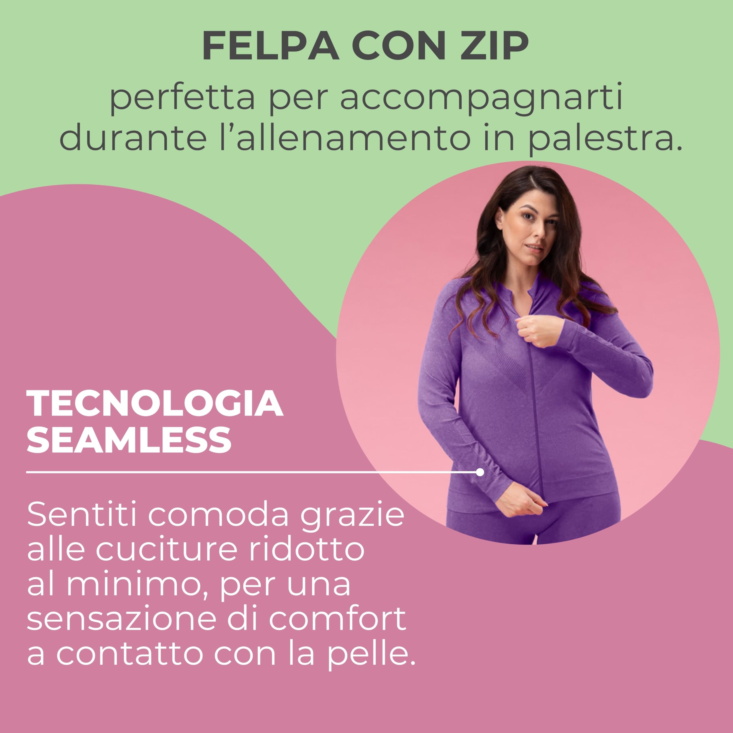 FOCENZA Felpa Donna con Zip Senza Cappuccio Microfibra | Ideale per Sport