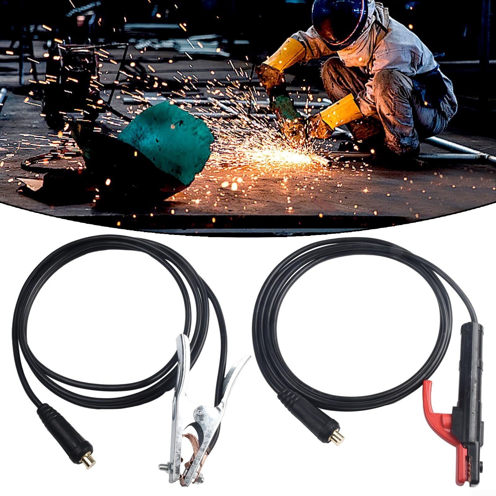 Cavo saldatore con manico ispessito, 300 A, per saldatrice ad arco MMA, design antiscivolo, rame + materiale ABS (3 m)