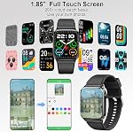 Smart Watch pour les femmes hommes, 1.85" HD Écran Smartwatch Bluetooth Réponse / faire appeler, regarder la fréquence cardiaque / moniteur de sommeil / Pedomètre / Calories, 110+ Tracker sportif, IP68 Montre de fitness imperméable pour Android iOS