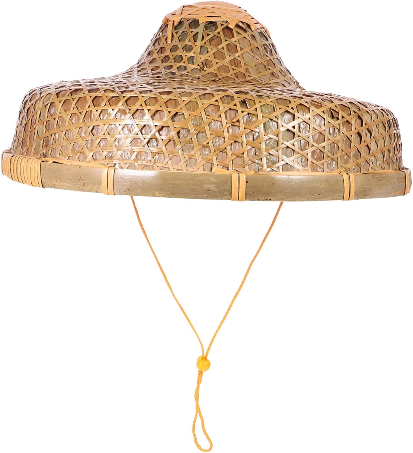 Ciieeo Bamboo Woven Sun Hat Rain Blocking Handmade Large Brim Decorative Stage Prop Hat for Travel