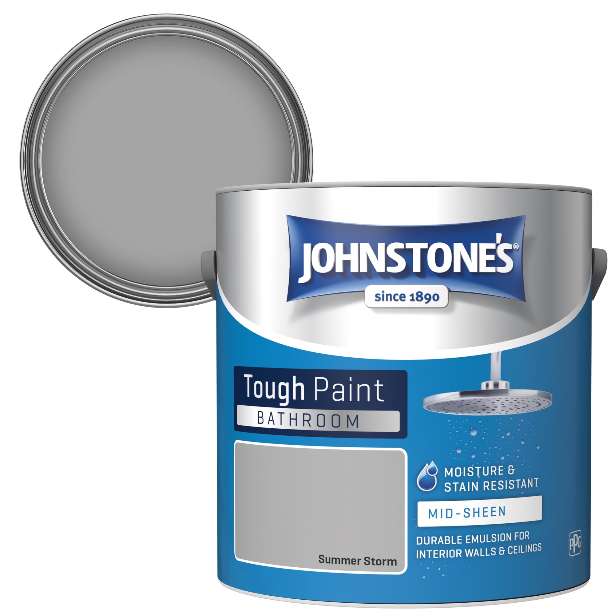 Johnstone's Walls Ceilings Bathroom Moisture Emulsion Paint 2.5L - Summer Storm