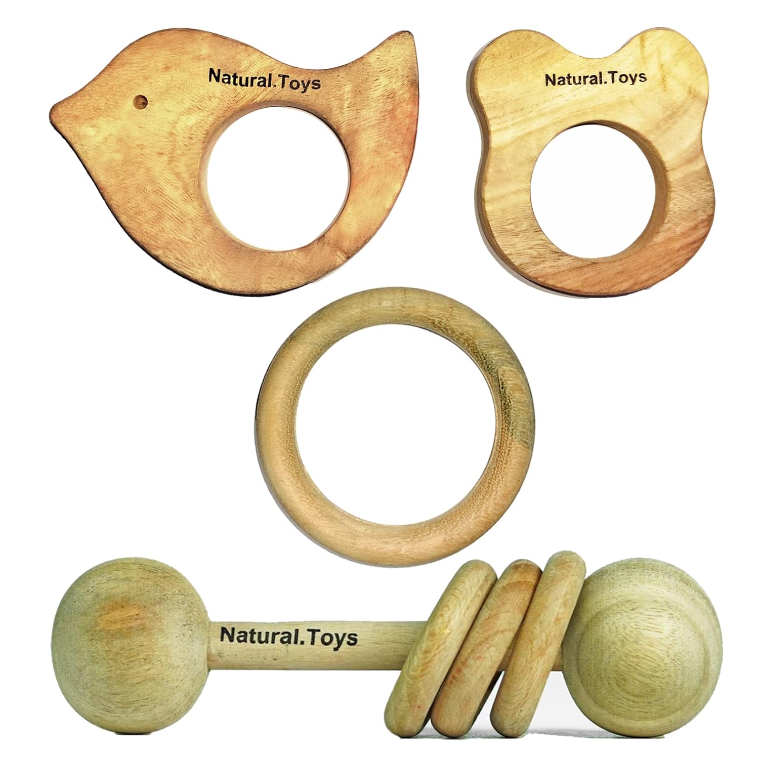 Buy Natural.Toys Natura.Toys Neem Wooden Teether For Infant Combo (Dumbbell Rattler + Mouse