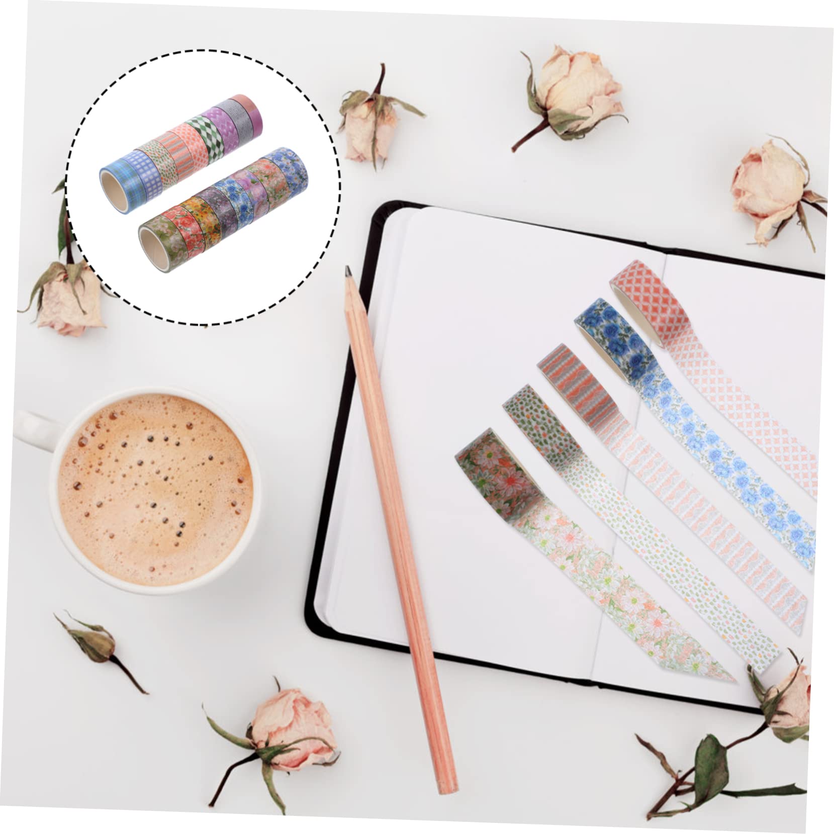 Lurrose 51 Nastro Adesivo Decorativo Floreale Da Washi Tape Per Progetti Creativi Scrapbooking e Decorazioni Facile Da Rimuovere e Riutilizzare Per Planner