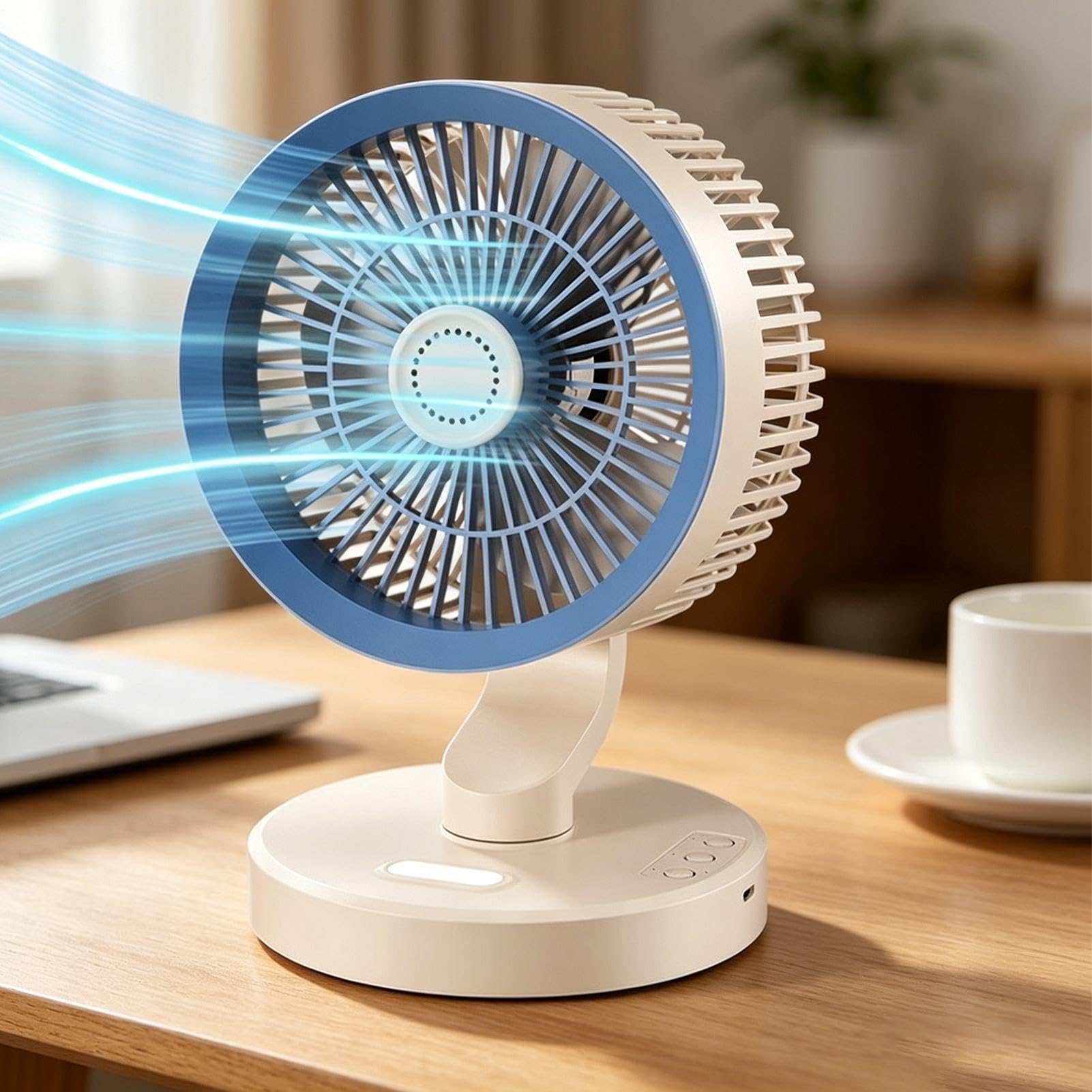 Ventilatore da comodino Oscillante Ricaricabile A Parete | Portatile Silenzioso Ventilatore Da Tavolo A Parete per Casa Camera da Soggiorno Cucina Ufficio Scuola Dormitorio
