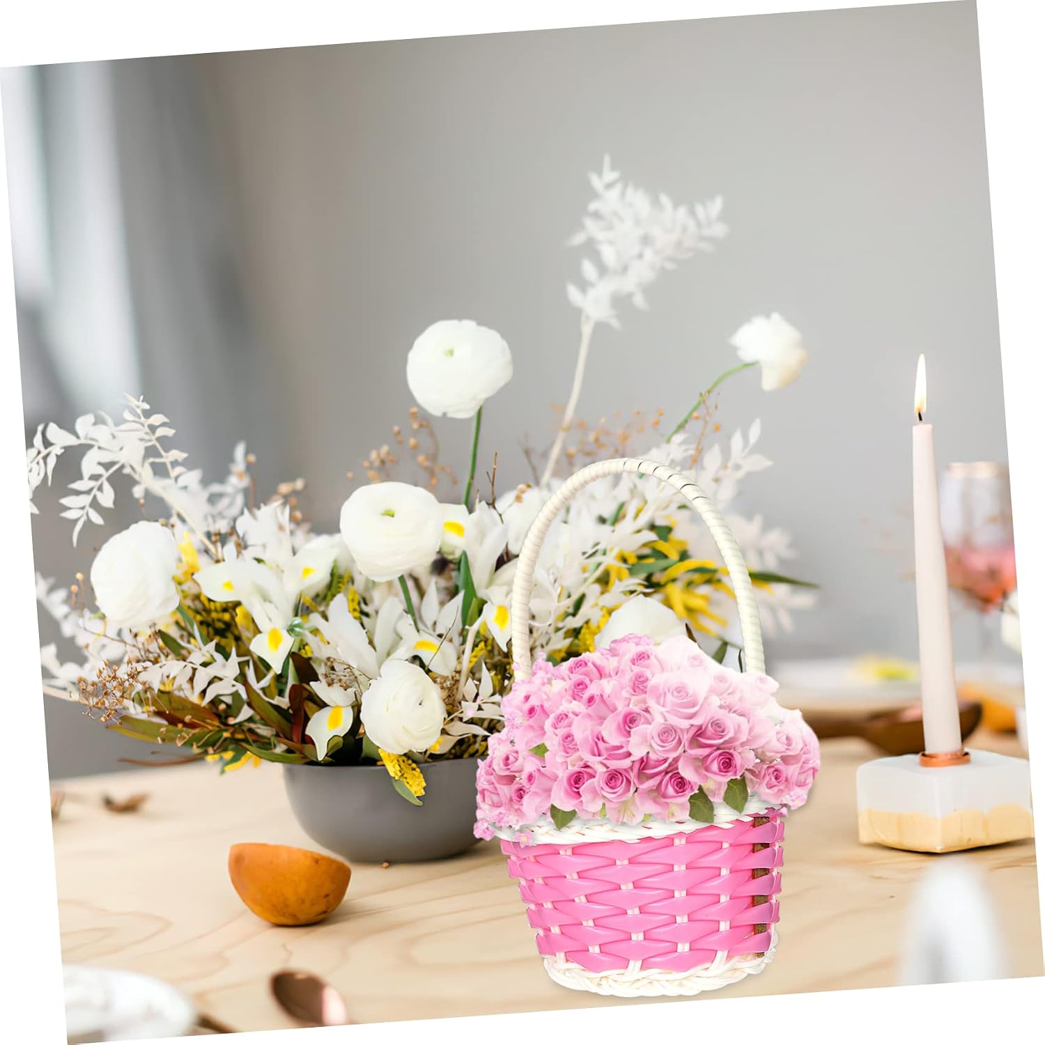 Luxshiny 6pcs Woven Storage Baskets for Easter Eggs and Candy Colorful Handheld Baskets for Party Treats and Organizing image 2
