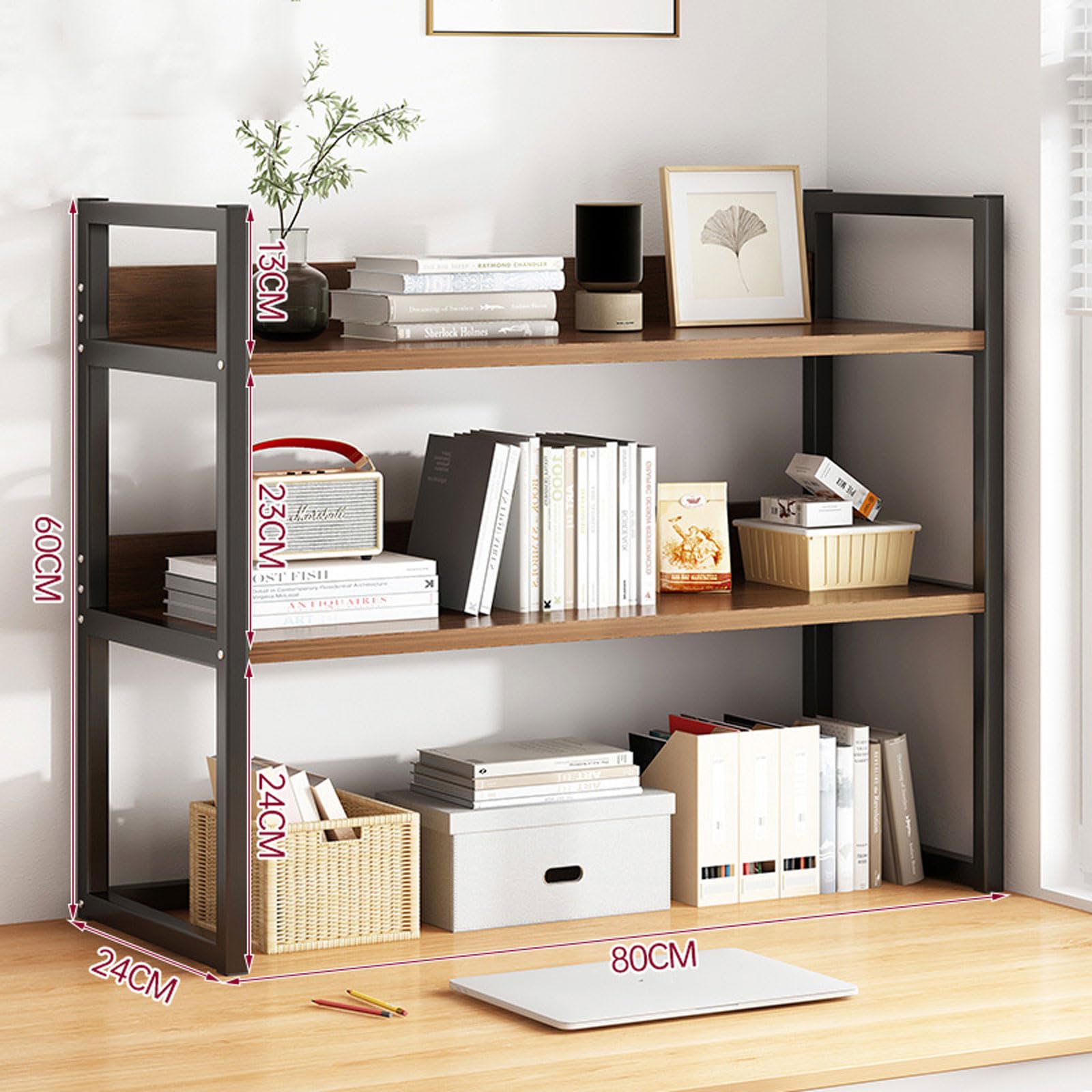 Schreibtisch-Regal, multifunktionales Aufbewahrungsregal für Bürobedarf, Bücher und Dekor, platzsparendes Regal für Schreibtisch und Kommode, Geschenkidee