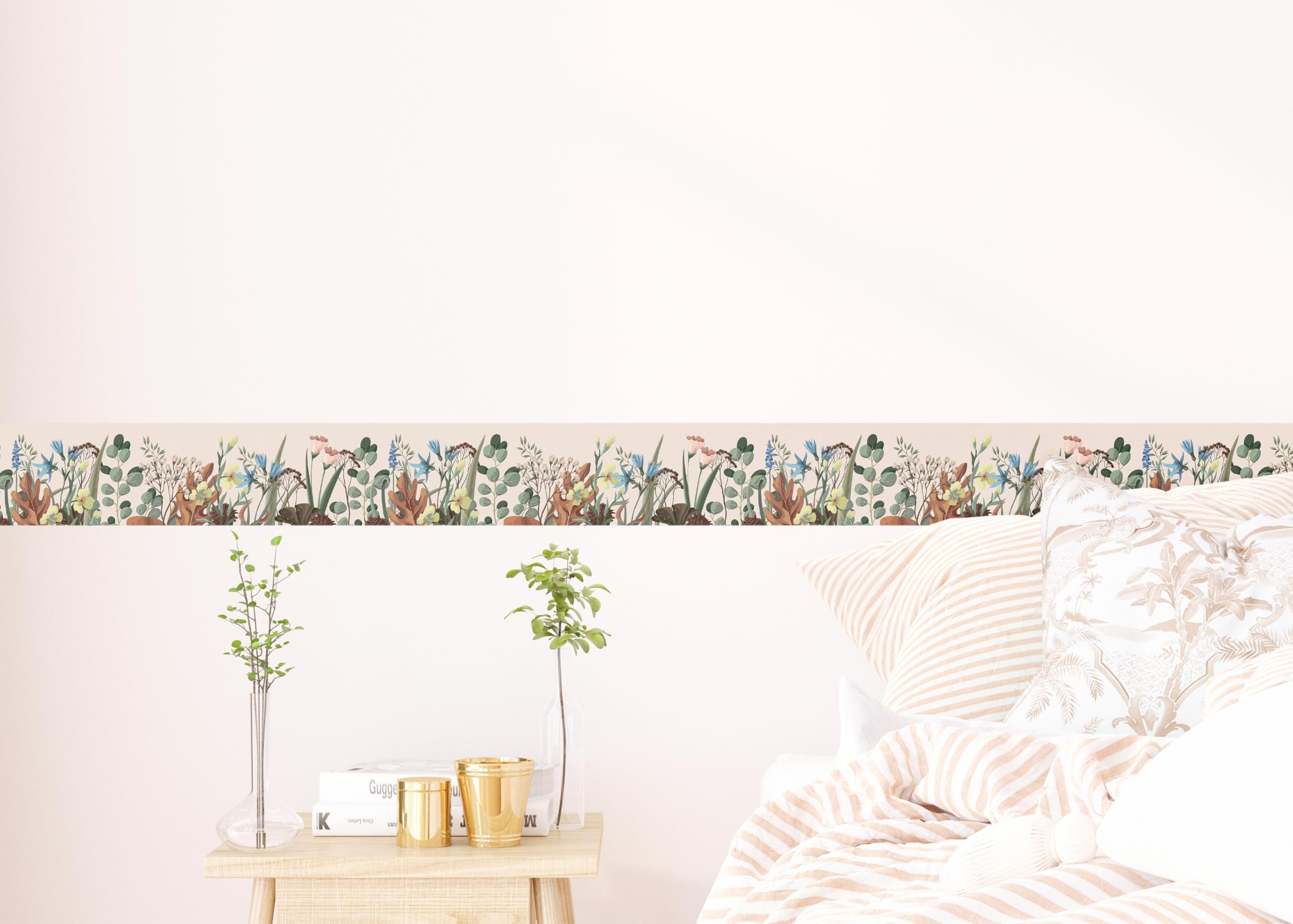 AG Design Selbstklebende Bordüre Blumen, AWB 8256 | Wasserfest Dekoration für Wände, Möbel, Tapeten, Wandverkleidungen und Türen, Folie, Mehrfarbig | Breite 500 cm x Höhe 13.8 cm