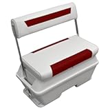 Wise DLX156-1906 DLX Pontoon Series 70 Quart Swingback Cooler Seat - White&sol;Crimson Red
