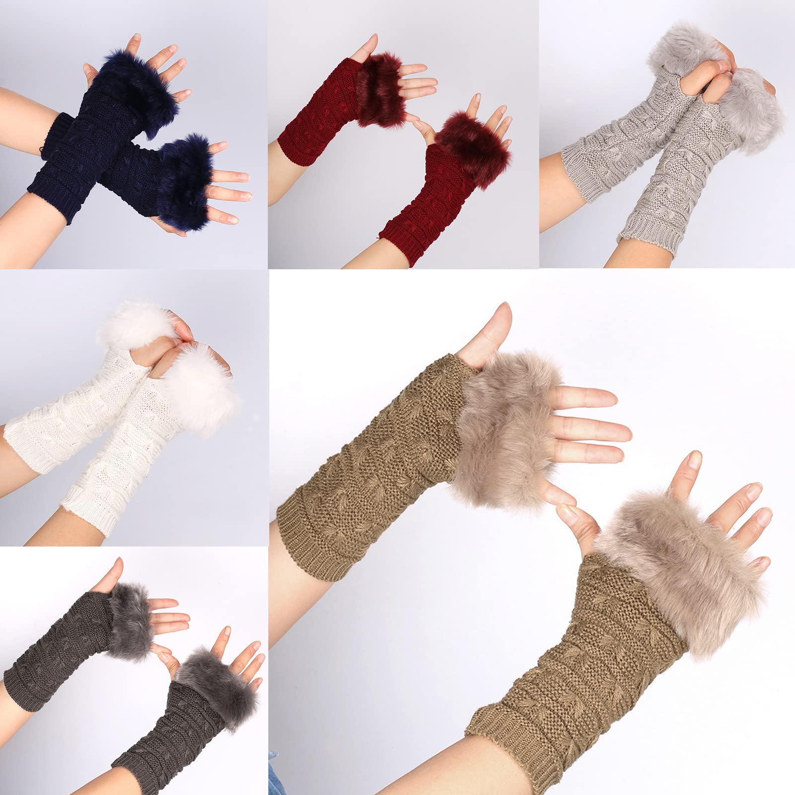 Plush Cuff Winter Gloves Warm Cycling Mittens Half Finger Solid Color Mittens For Women Men Winter Supplies