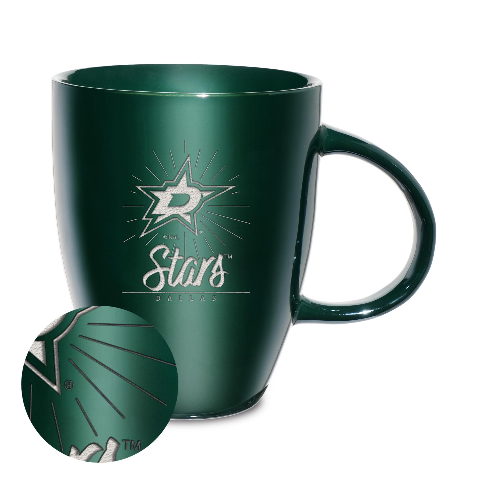 Rico Industries NHL Hockey Dallas Stars Sunburst - Tazza in ceramica con incisione laser, 510 ml