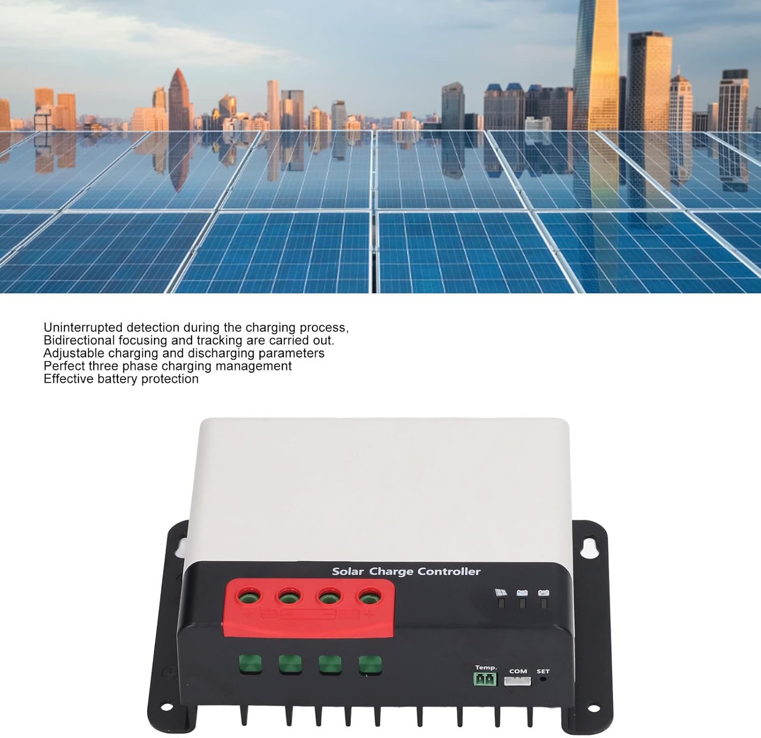 MPPT Tracking 12V/24V Solar Controller, Charging Parameters Adjustable, Controllers for Solar Panels, 100V Minimum Ambient Temperature (MC2430N10)