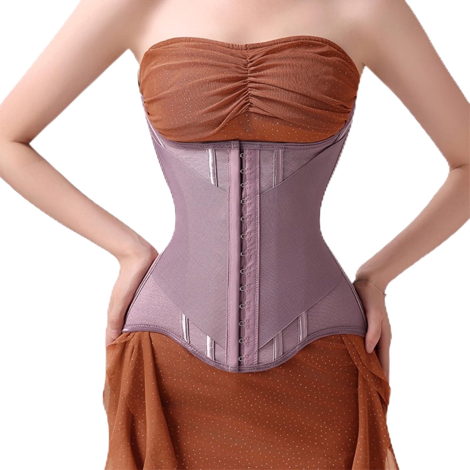 Yixinly Korset voor dames, buikweg, dubbele sluitingen, tailletrainer, dubbellaags sluitsysteem, buikweg-gordel voor dames, tailletrainer, taillevormer, verbetert de lichaamsvorm, zwart, XXL(88-95KG
