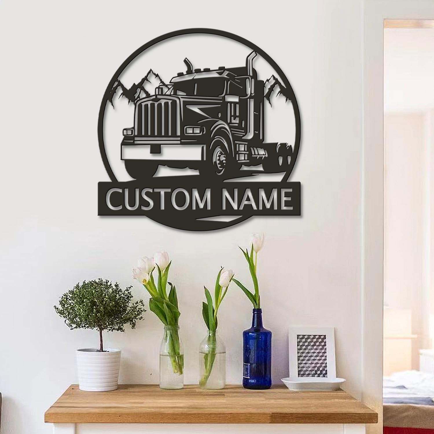 Personalized Truck Metal Sign,Truck Sign name,Personalized Truck Driver Name Sign Decoration For Room, Truck Wall Decor,Truck Car Home Decor, Custom Truck, Trucker Gift (Style-3)
