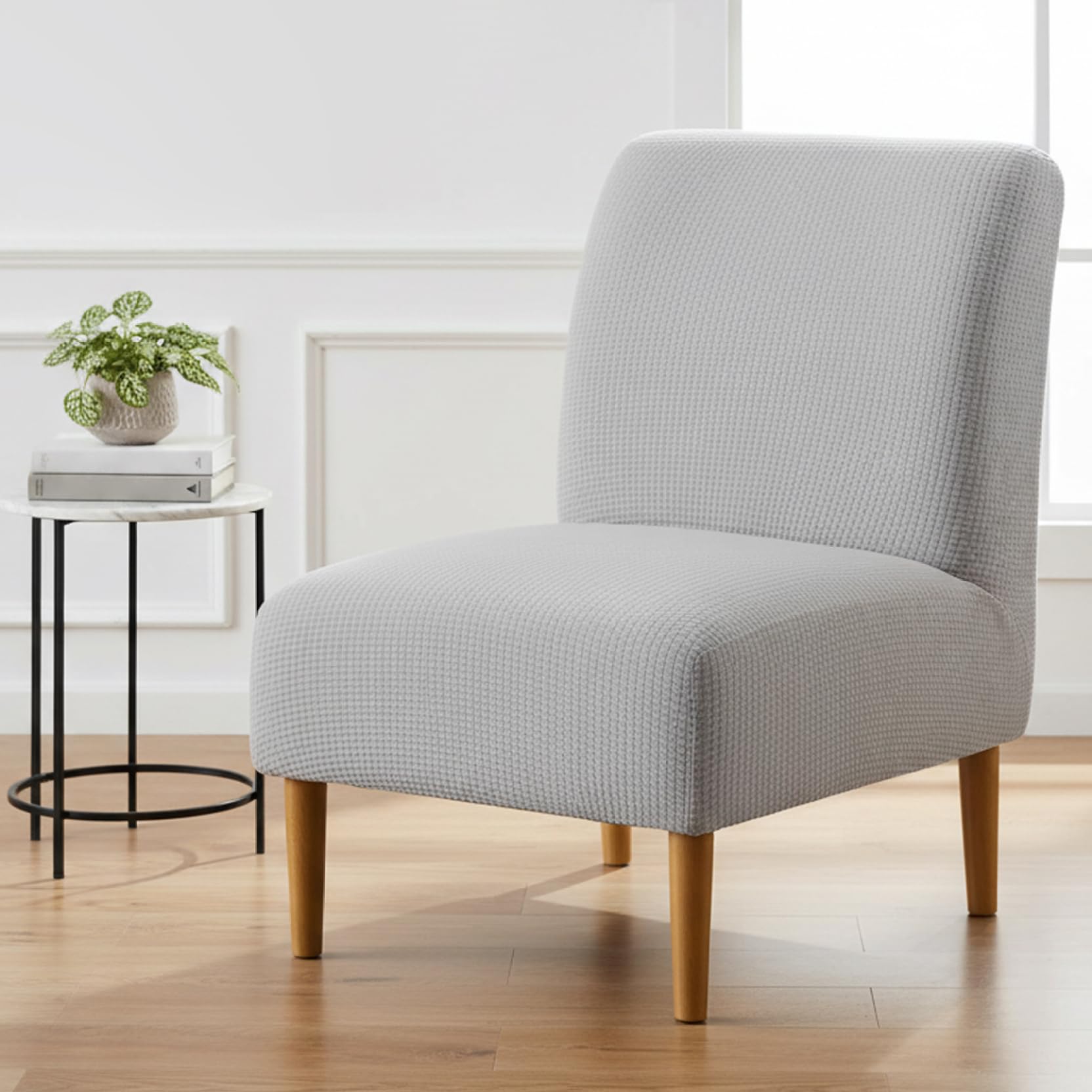 Xdyyjrasa Armless Chair Cover, Stretch Soft Armless Chair Slipcover, Washable Removable Spandex Couch Cover for Home Hotel Office, Grey