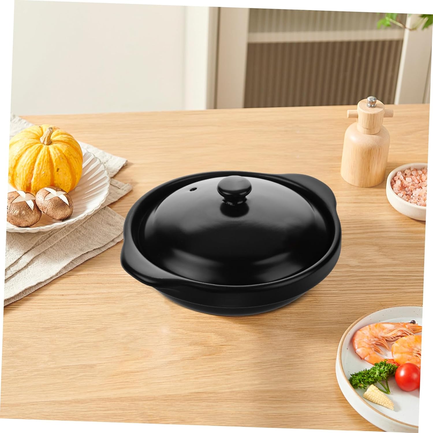 Japanese Ceramic Stew Pot Handle Capacity Versatile Casserole for Bibimbap Soup and Home Cooking Easy to Clean for Induction Cooktops
