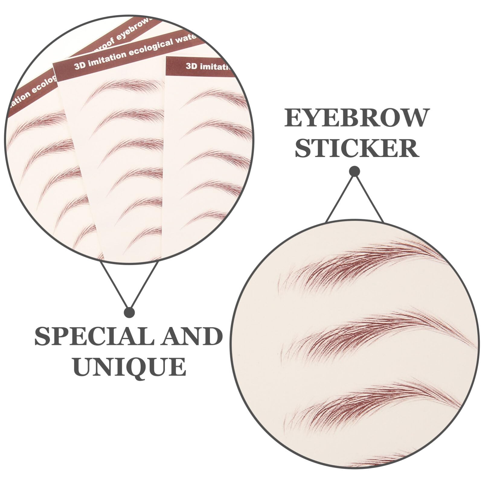 PATKAW 3 Sheets Eyebrow Sticker Light Brown Waterproof - Image 3
