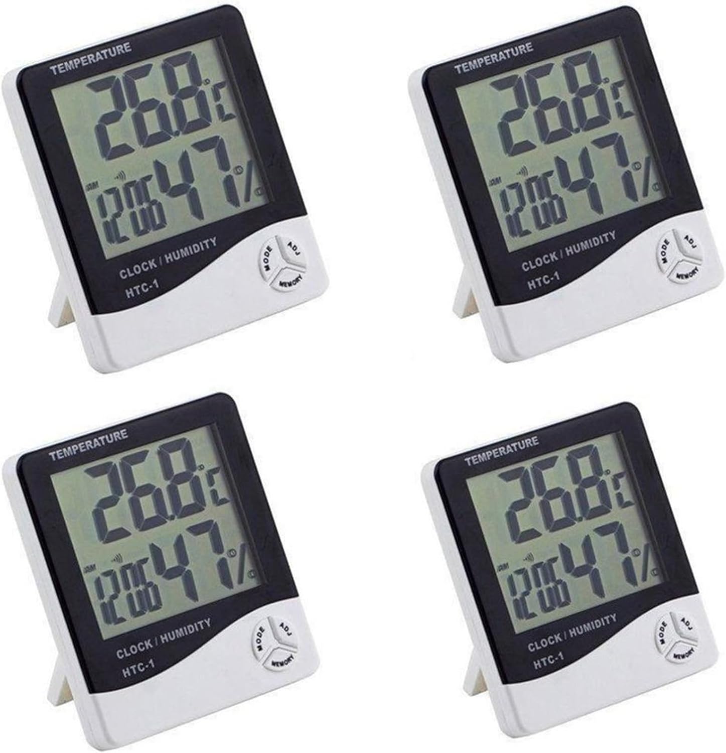 Indoor Room LCD Electronic Temperature Humidity Meter Digital Thermometer Hygrometer Weather Station Alarm Clock HTC-1