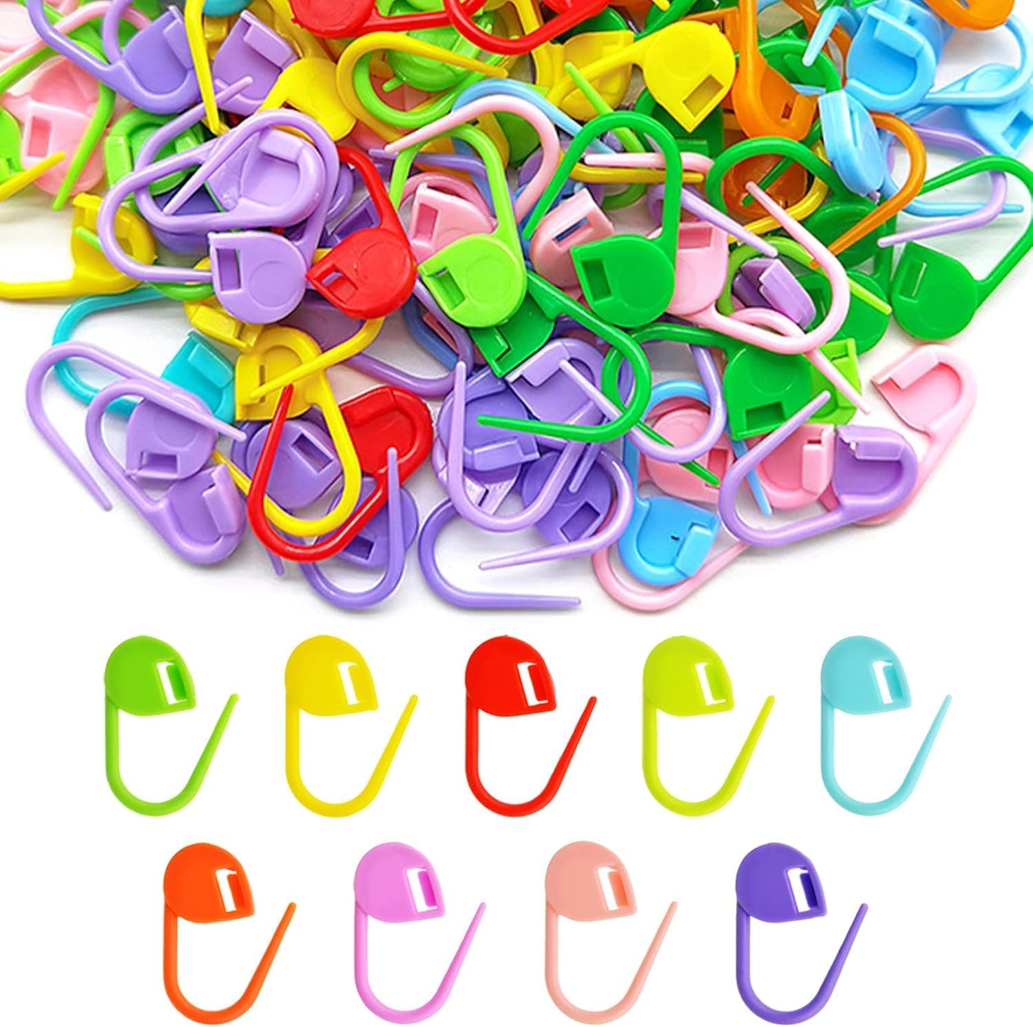 Plastic & Metal Stitch Markers for Crocheting Knitting,Spiral Locking Stitch Markers,Crochet Markers,Colorful Ring Yarn Markers,Knitting Stitch Counter Row,Gifts for Crocheters Knitters