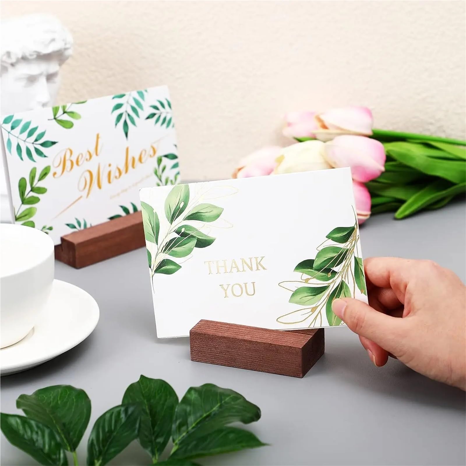 Soporte for números de mesa, portatarjetas de madera de nogal, soporte for números de mesa, nombre for eventos de fiesta de boda(White,6pcs)