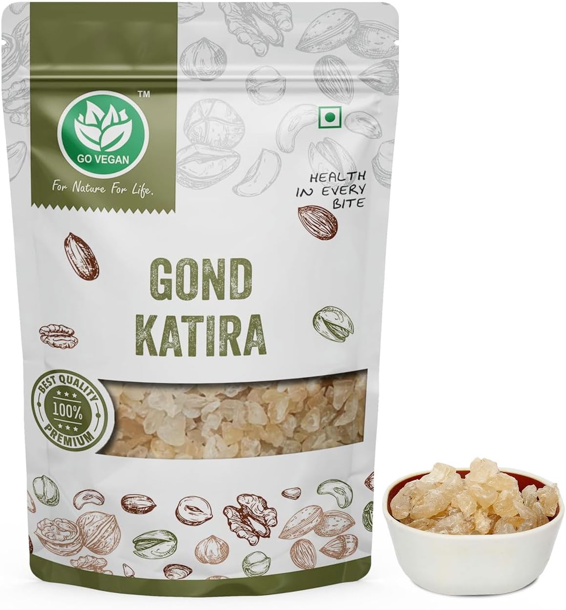 Go Vegan Pure Natural Gond Katira 250gm |Tragacanth Gum | High Cooling Properties | 100% Natural Superfood