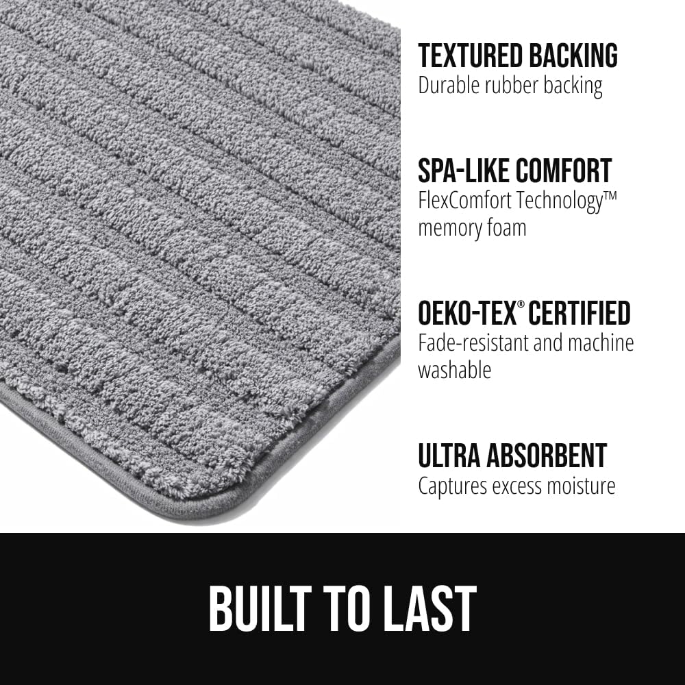 GORILLA GRIP Bath Rug, 24x16, Gray and Toilet Lid Cover, Toilet Lid, Gray Bundle image 2