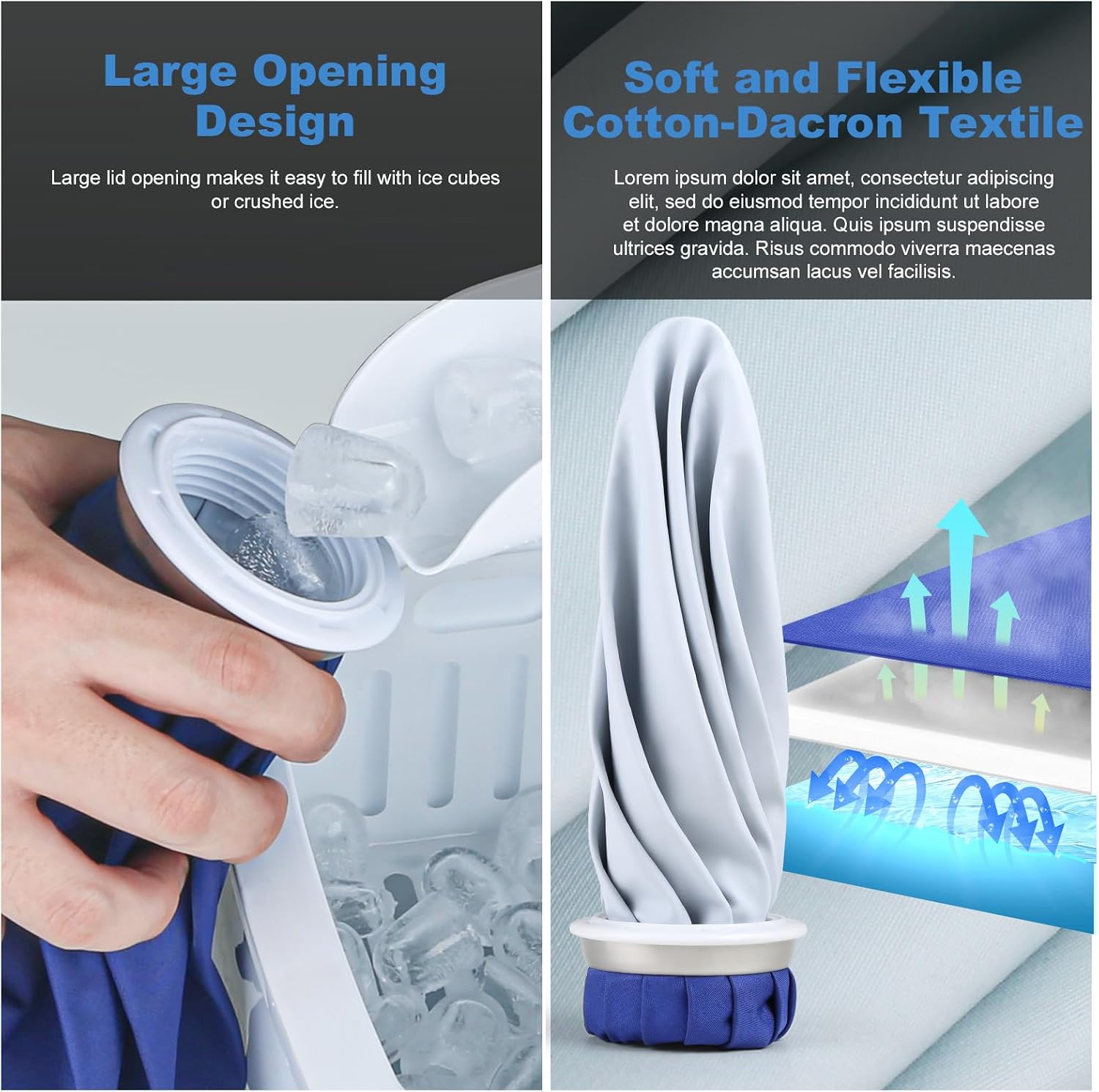 Ice Packs for Injuries Reusable, New Generation Thickening Physical Therapy Cold Packs& Hot Water Bag for Injuries 3PCS, Ice Bag Sizes (6 "9" 11 ") for Body Aches，Durable and Reliable Easy to Carry