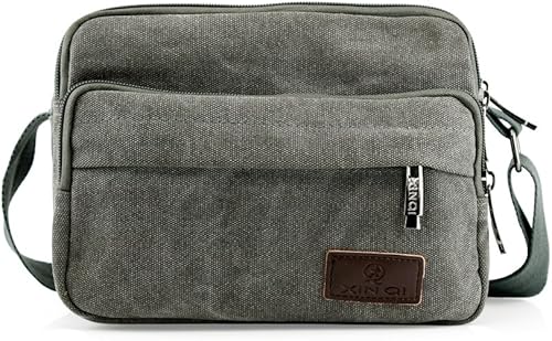 Miniatura 9 de GEARONIC TM Bolso bandolera de lona vintage para hombre bolso de hombro para la escuela senderismo mochila militar de viaje