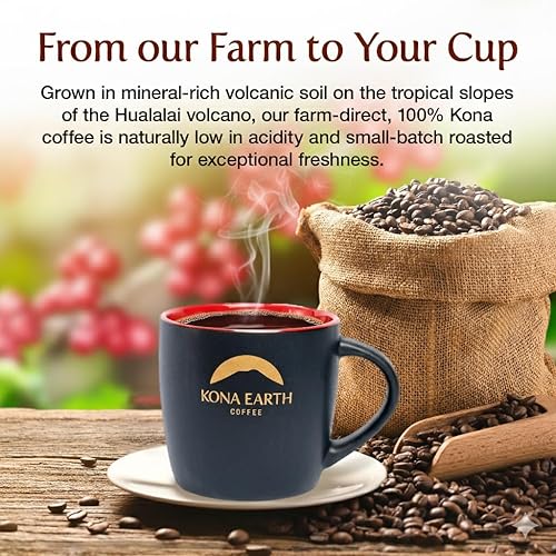 Miniatura 7 de KONA EARTH 100% Café Kona, Tostado Medio Clásico, Grano Entero, 1 lb (454 gramos) Directo de la Granja, Auténticos granos de café Kona hawaianos de