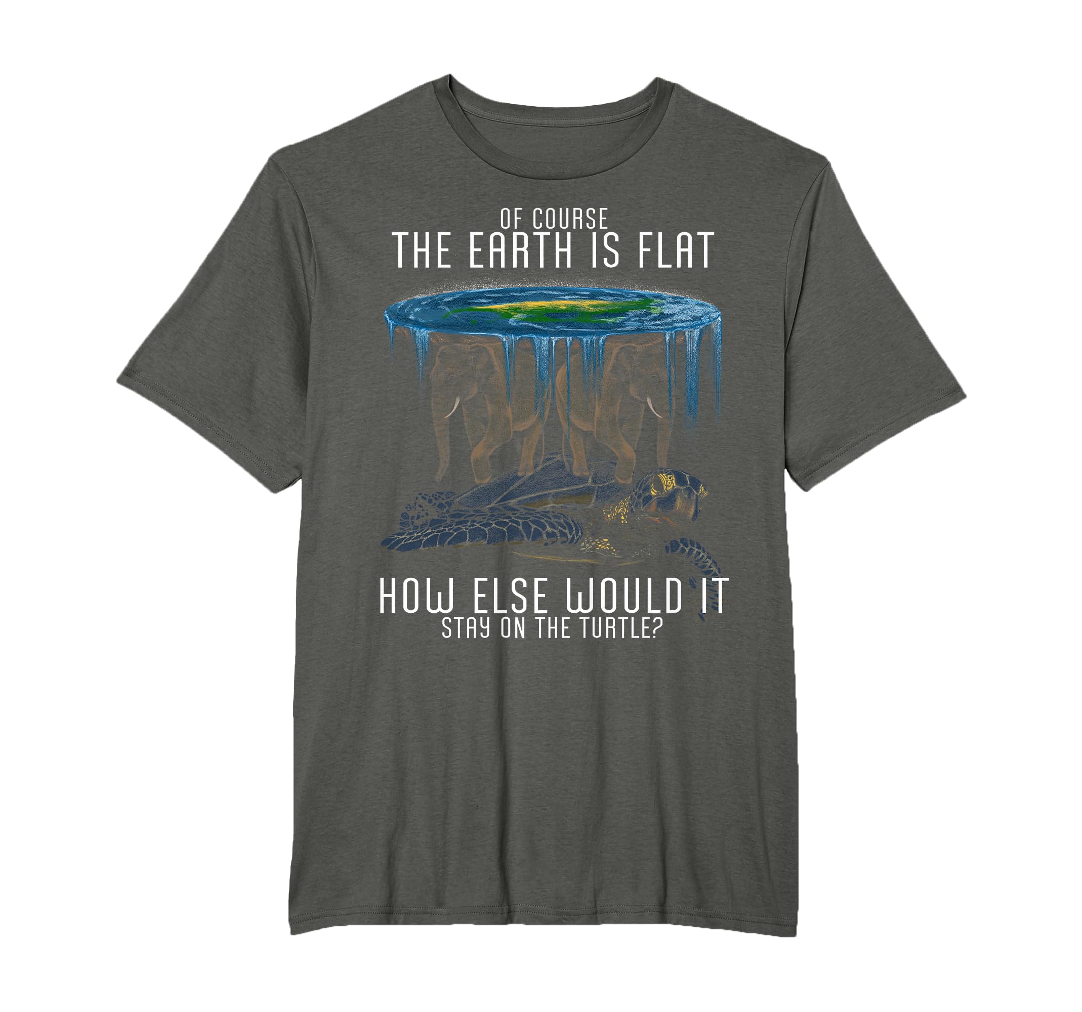 Earth Is Flat Society Turtle Elephants Science T-Shirt