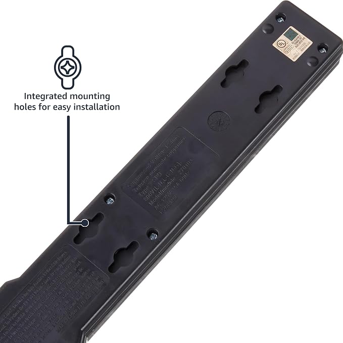 Protector eléctrico 12 tomas Amazon Basics negro pack x2 miniatura 3