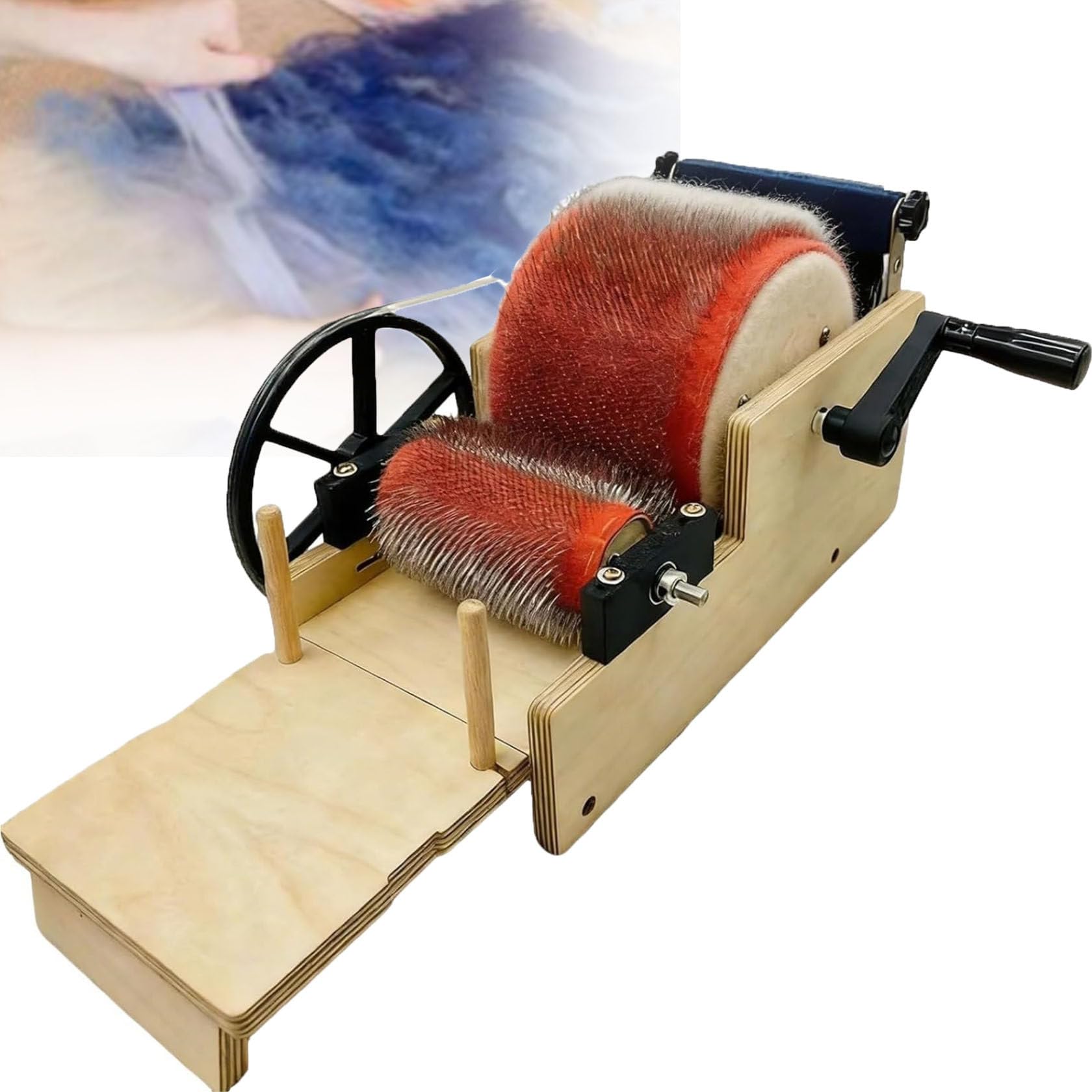 Wool Carding Machine Hand Crank Drum Carder, Carding Width 12 Cm/24 Cm, Hand Crank Manual Drum Carder With Even Fiber Distribution, Fast Color Blending For Sheep Fleece Combing Spinnings (12cm )