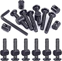 Vista 27 de Swpeet 25 tornillos de cabeza hexagonal M6 de 3.150 in, color negro, para cuna, cuna y tuercas de barril con 1 llave Allen, perfecta para muebles