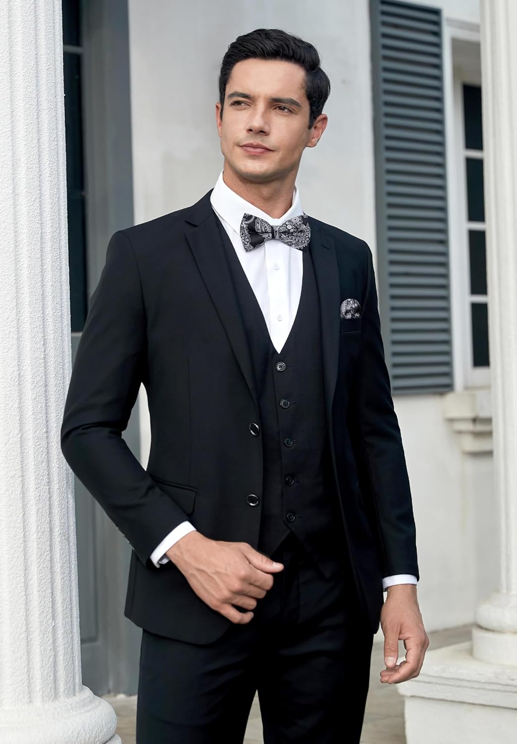 HISDERN Bow Ties for Men Pretied Bow Tie Set Paisley Classic Bowties and Pocket Square Cufflinks Set for Wedding Party - Image 4