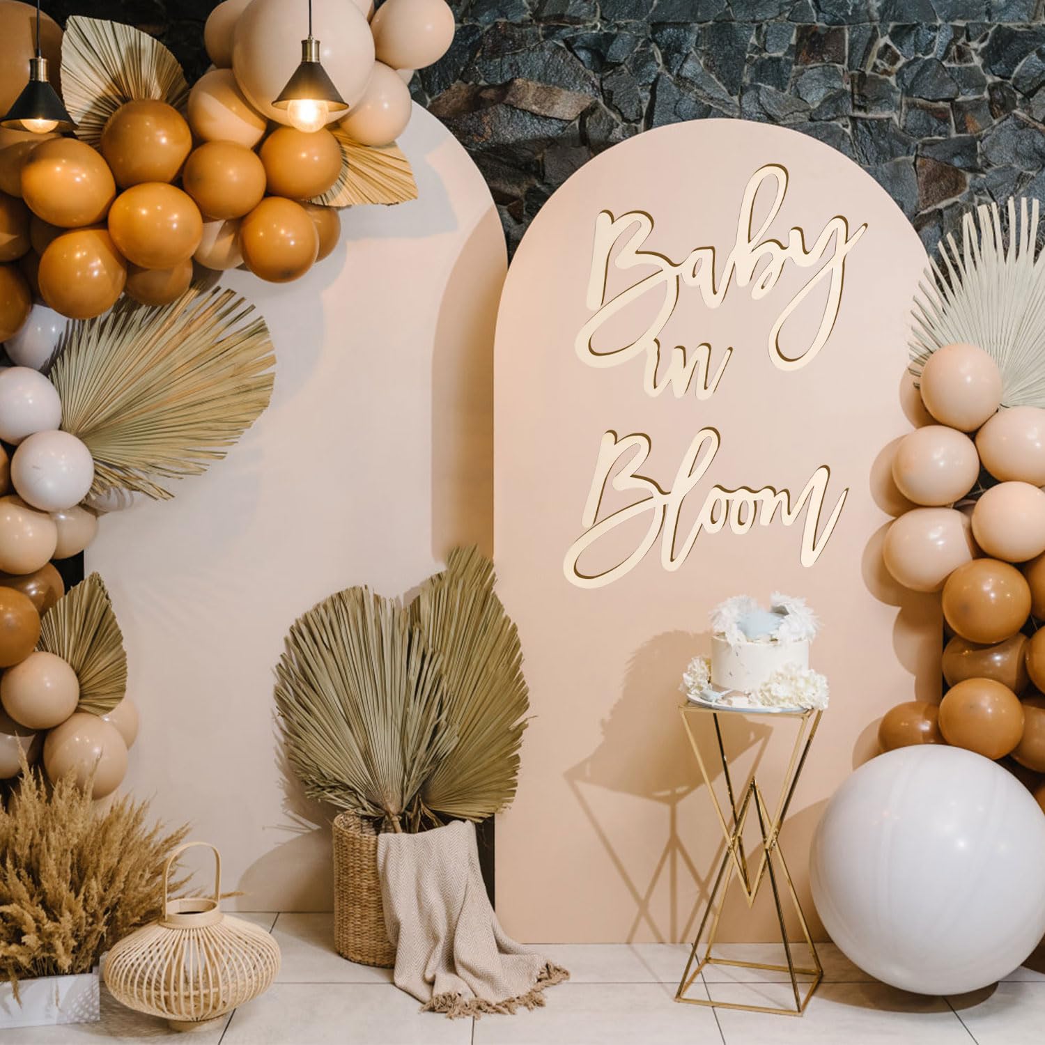 Wooden Baby in Bloom Sign, Baby Shower Party Sign Boy/Girl Gender Reveal Wooden Sign Baby Shower Backdrop Decorations Background for Photography Photo Props Pregnancy Wall Door Party Supplies - Image 4