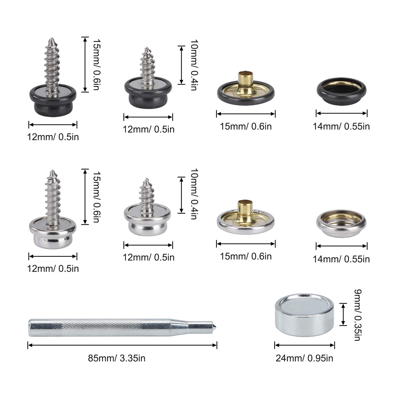 Knadgbft Kit De 40 Boutons-pression En Acier Inoxydable Pour Housse De Bateau De Qualité Marine