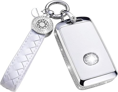 Compatible con funda para llavero Mazda con llavero de cuero de cristal para Mazda 3, Mazda 3 Hatchback 2019-2022, CX-5, CX-30, CX-10 2019-2022