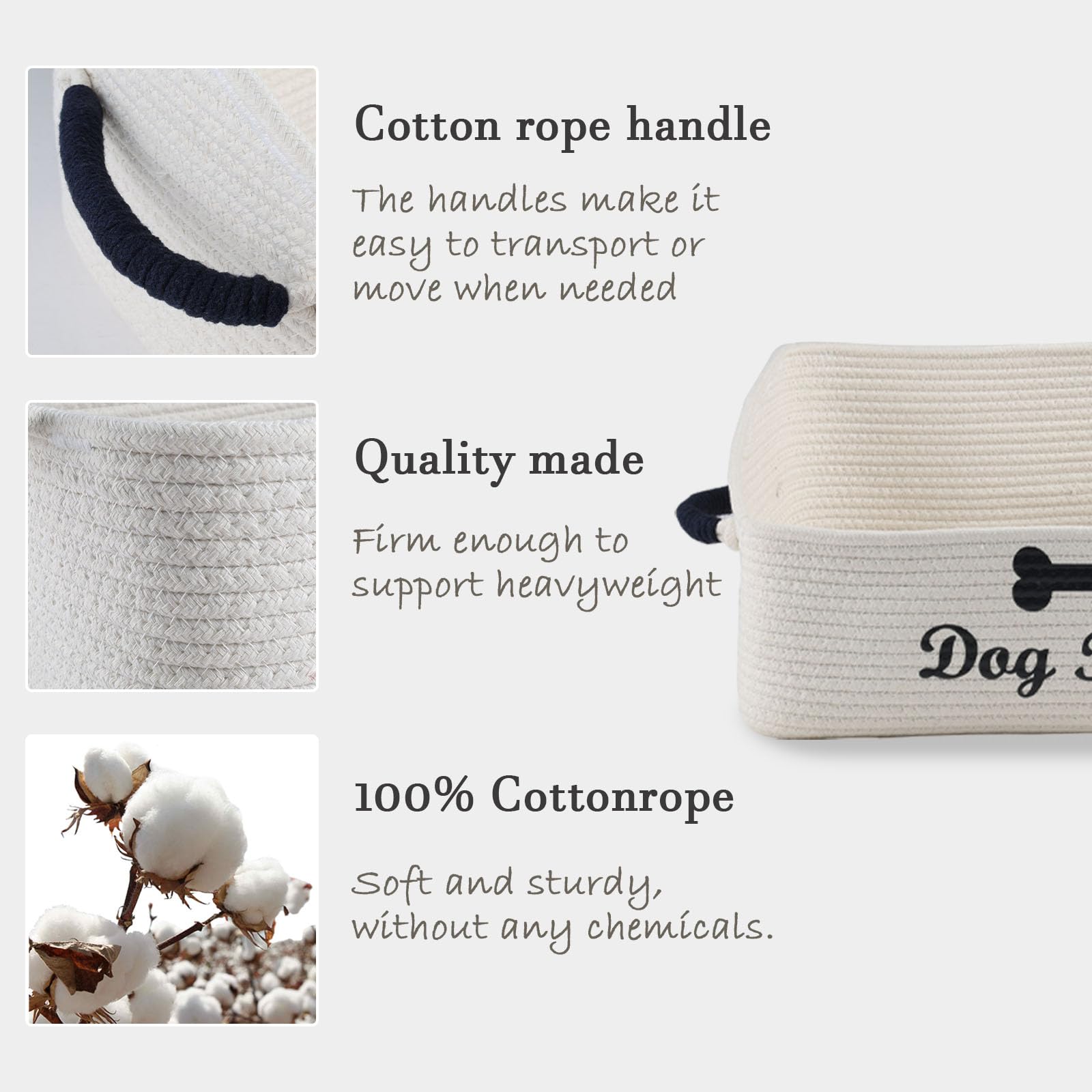 Morezi Cestino trapezoidale per animali domestici, adatto per cani e gatti, cuccioli, corda di cotone lavabile con manici, pieghevole, facile da spostare – Beige