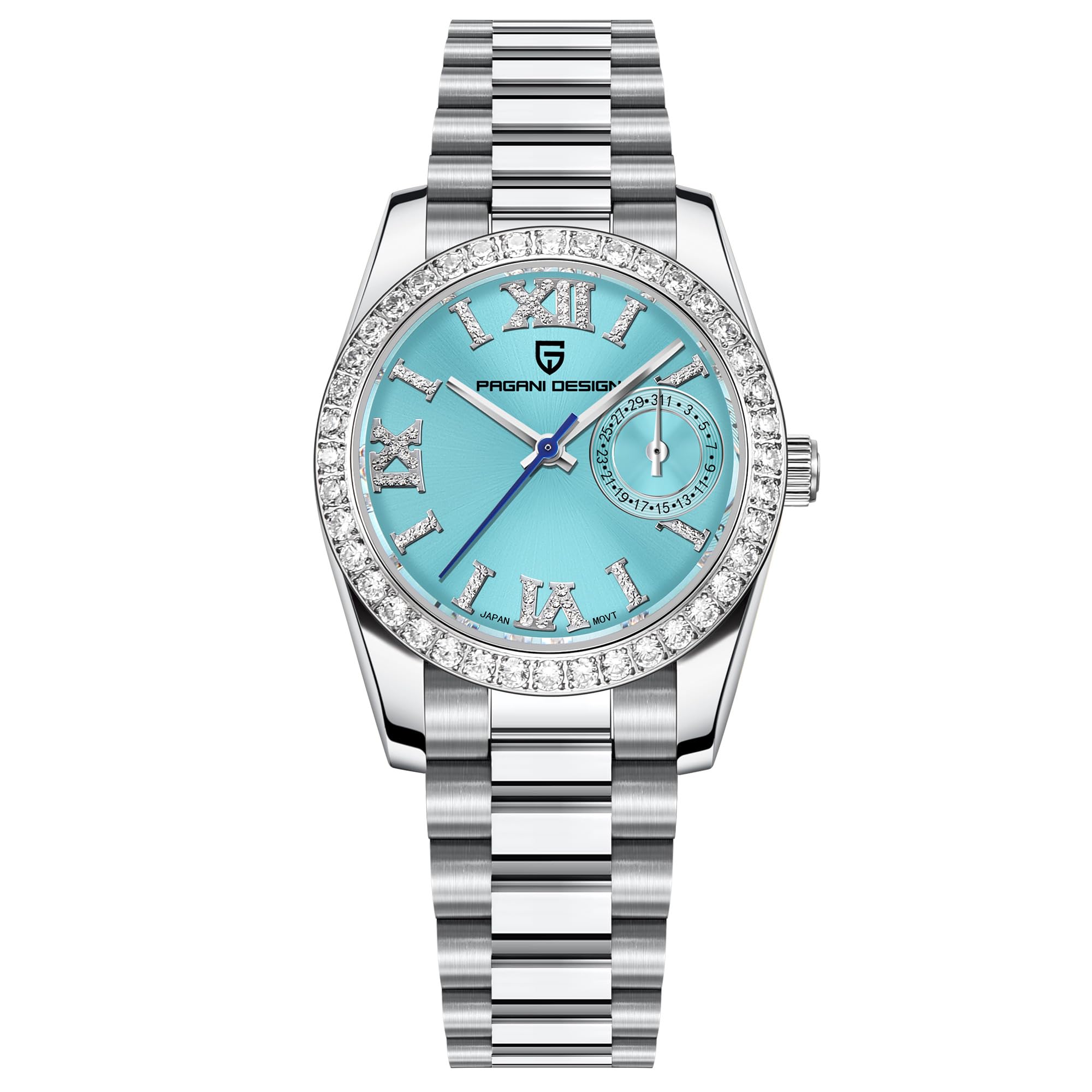 HaiQinPagani Design Women's Elegant Quartz Watch Diamonds Series Stainless Steel Strap Japanese Movement Waterproof Light Luxury Wristwatch Date