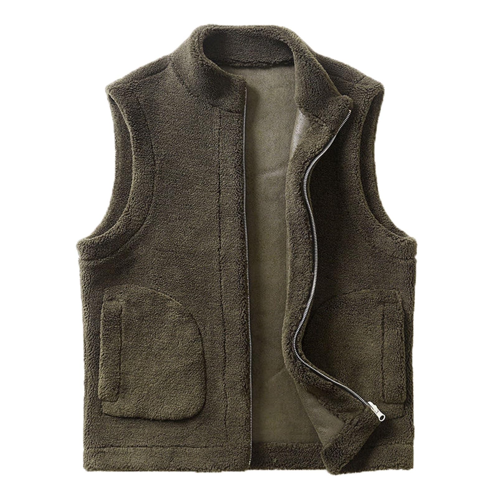 Genérico Chaleco Hombre Casual Chaleco Hombre Invierno Reversible Polar Double Faced Mangas Ropa Exterior Abrigo Caliente
