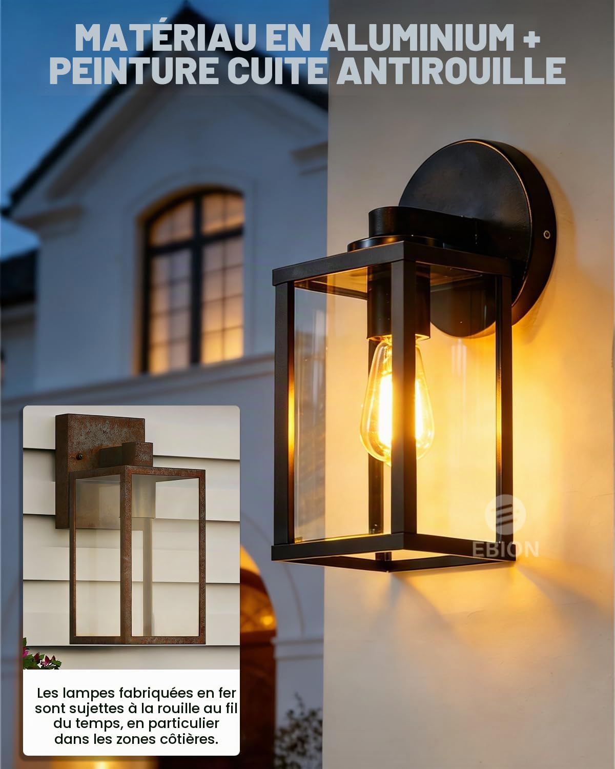 EBION Applique Murale Extérieure E27,Lampe Murale IP44 Imperméable
