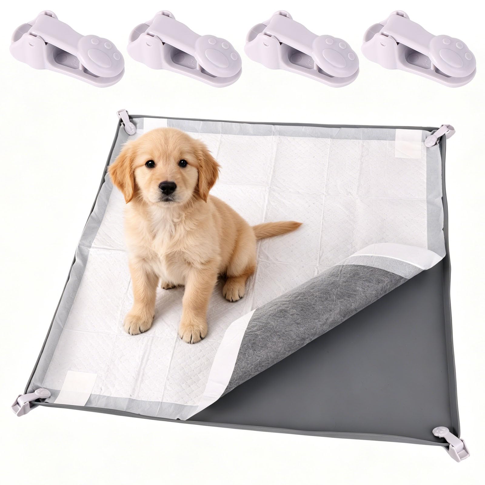 Penitue Silicone Dog Pee Pad Holder Fits Up to 24x24 Inch Pee Pads (Grey)