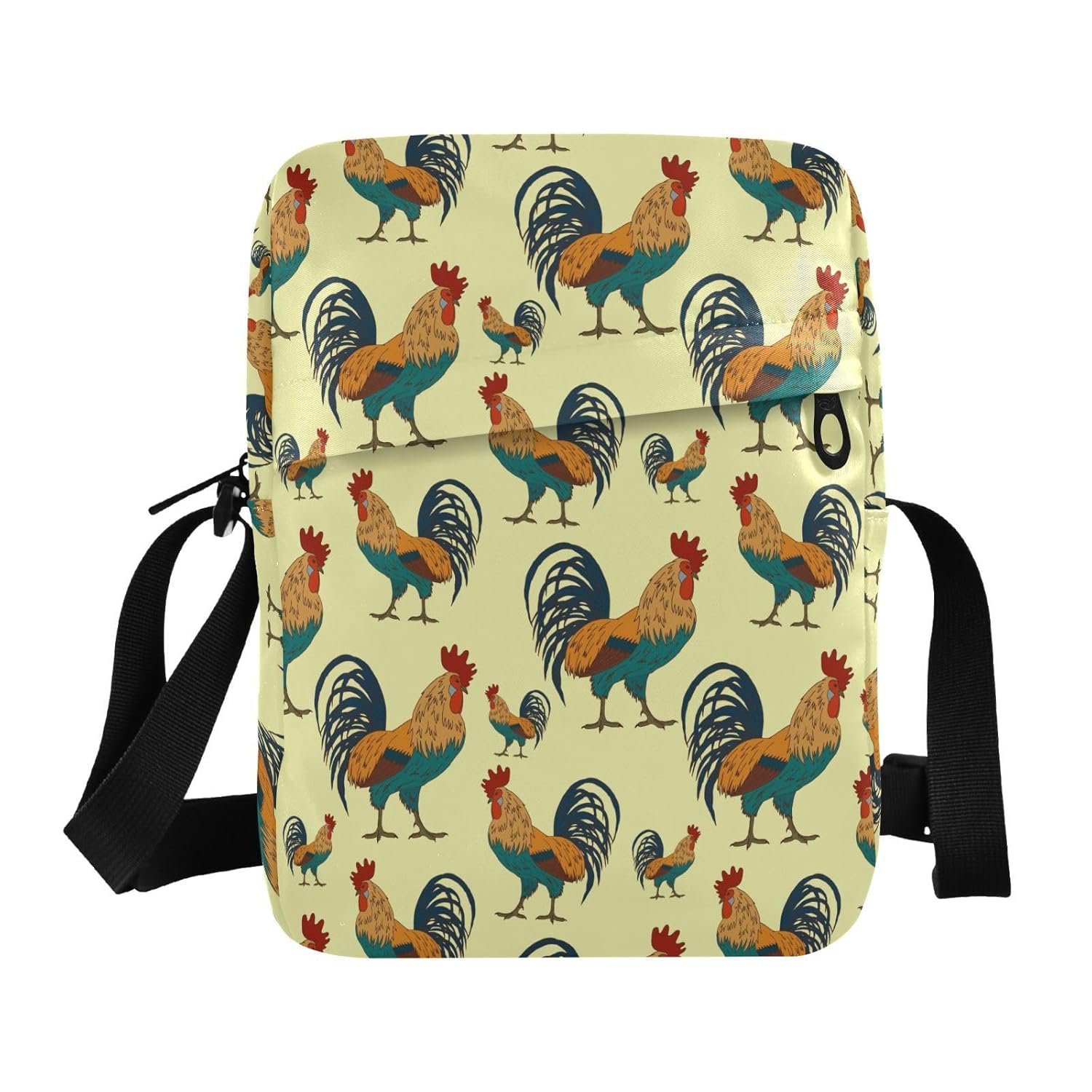 JHKKU Roosters Farm Birds Small Crossbody Bag for Men Women Mini Messenger Bag Shoulder Handbag With Adjustable Straps