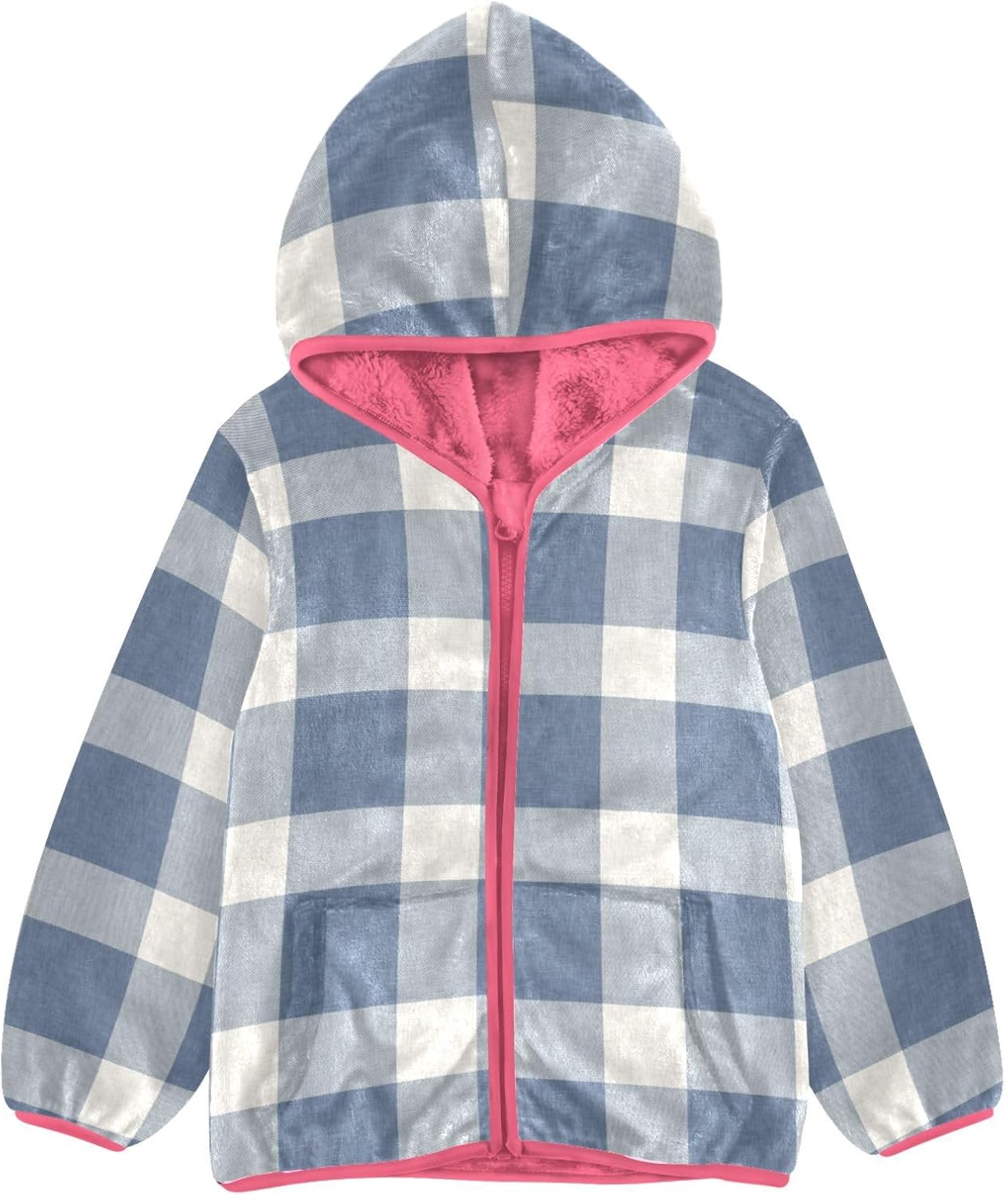 GuoChe Buffalo Plaid Blue Baby Boy Sherpa Jacket