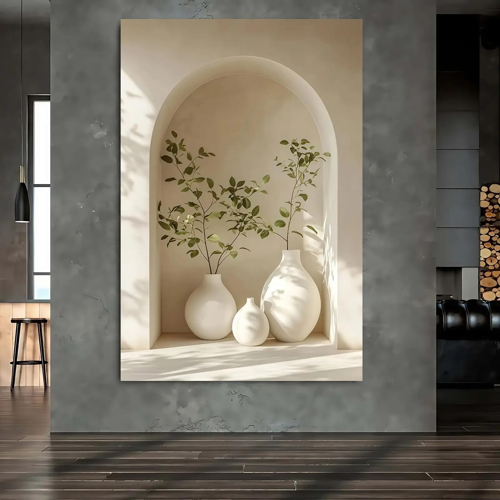 LTjiajuypd Modern Abstract Vase and Plant Poster Prints Neutral Tone Canvas Painting Wall Art Picture for Room Bar Cafe Home Decor(70x100cm)