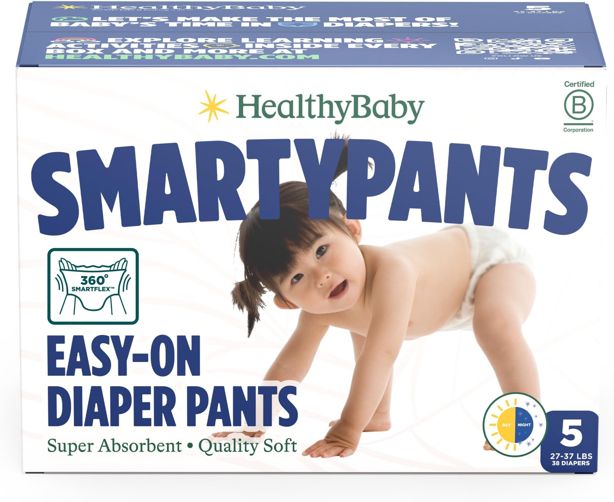Size 5 Pull Up Style Training Pants (38 Count) – Easy Pull-On & Tear-Away Design for Potty Training – Leak Protection for Active Toddlers – EWG-Verified Safe, Plant-Based