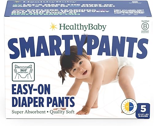 Pañales tipo Pull Up SmartyPants | Verificado seguro y a base de plantas por EWG | Cintura acolchada 360, súper absorbente para protección contra