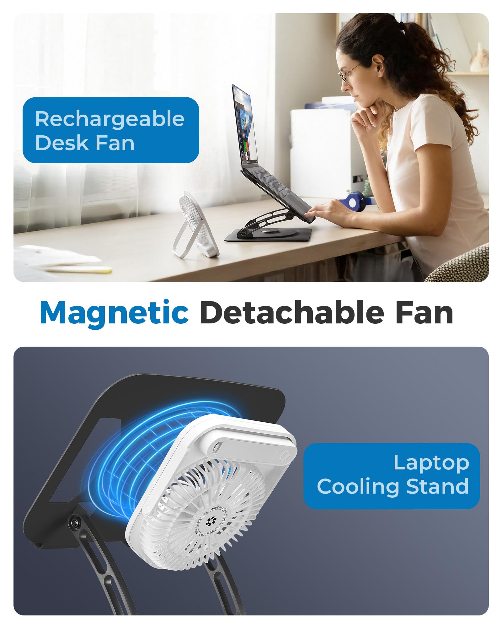 SHUWEI Supporto di raffreddamento per laptop con ventola da tavolo T672- argento