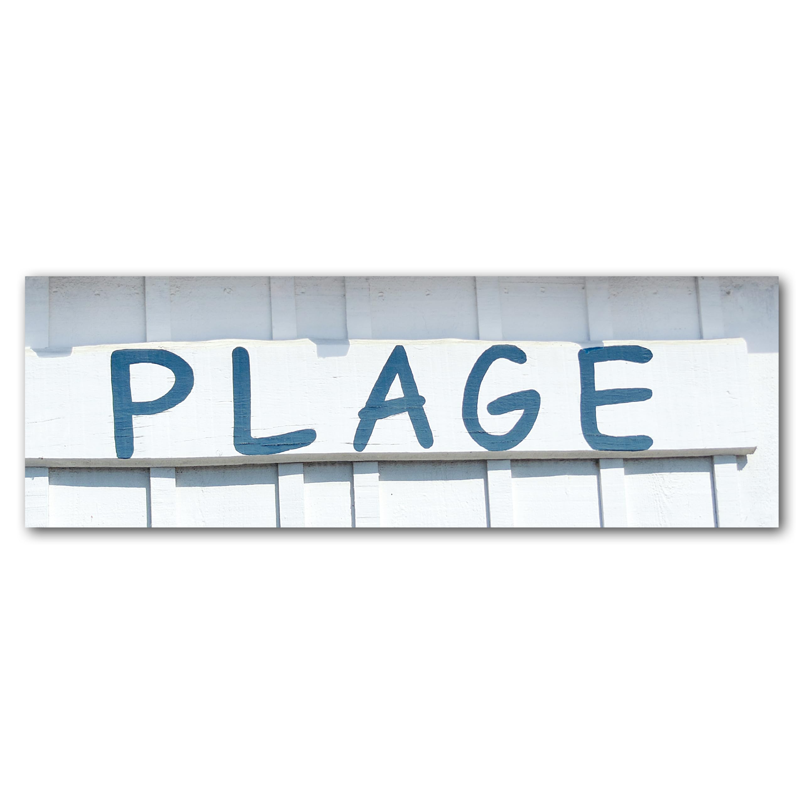 Glücksvilla - Zum Strand (Acrylglas-Bild 5 mm, 60 x 20 cm) | div. Maße - aus DE - Kunstdruck XXL Deko Wandbild quer - Fischerhütte Meer Insel Oleron Hütte Schild Plage