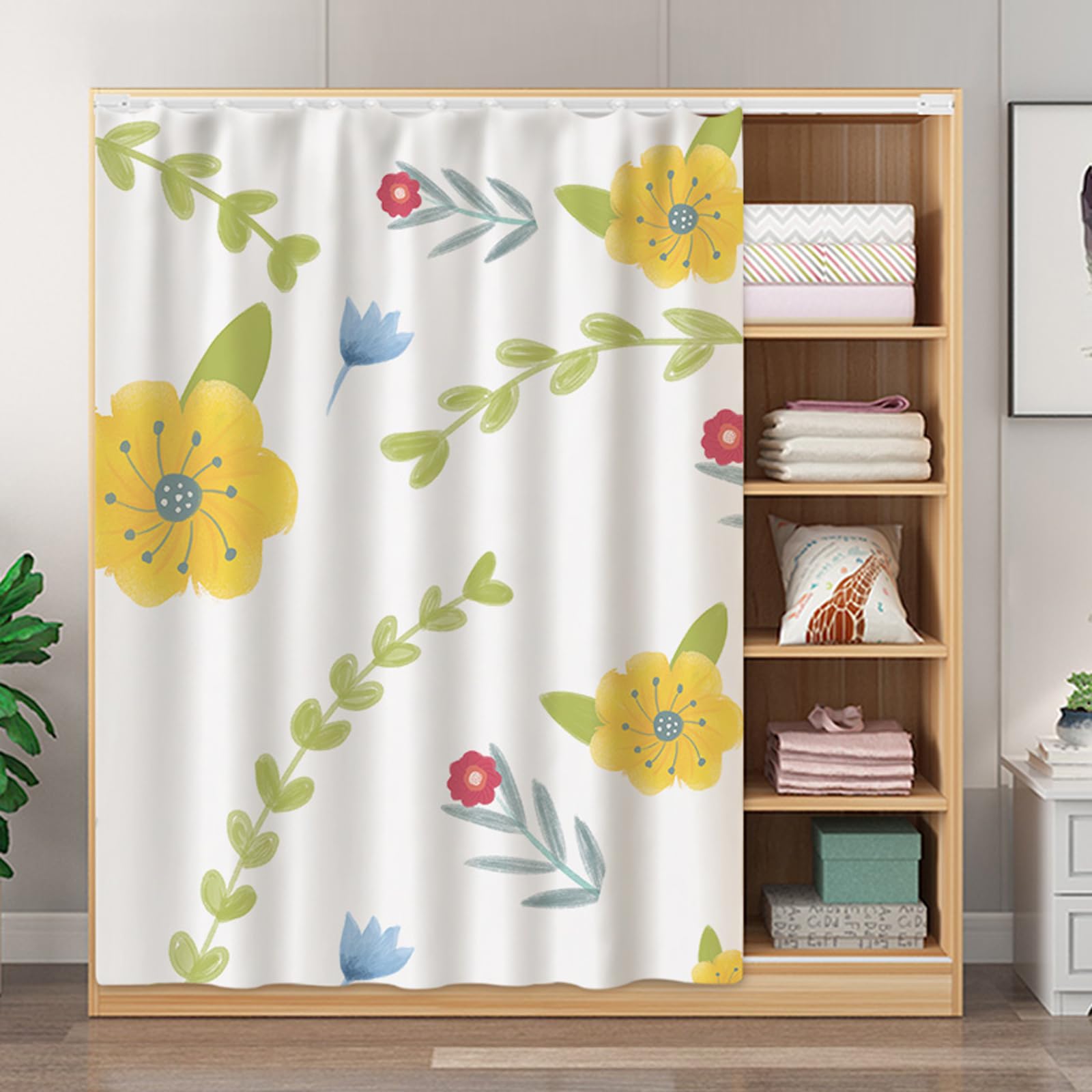 Tende Antipolvere Per Scarpiera Libreria, Tende Antipolvere Oscurante Tenda Per Armadio Aperto, A Prova Di Polvere Con Binari, Tende Per Mensole Tenda Per Armadio Per La Privacy K,W80*H180cm